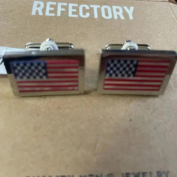 Men’s Vintage Set of Refectory USA Flag Cufflinks - Picture 3 of 5